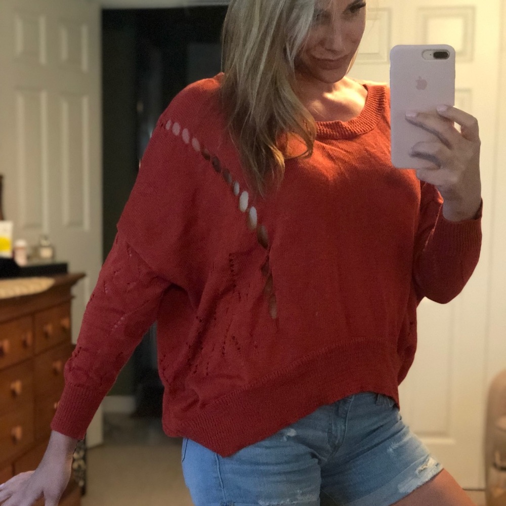 Rusty Orange Distressed Sweater - image 3